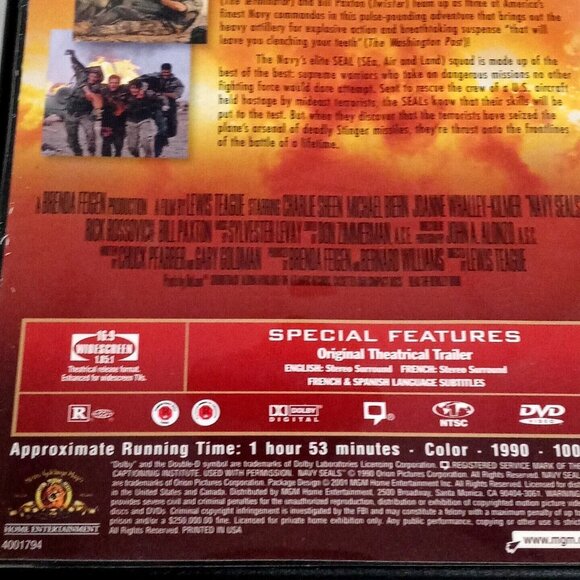 Navy Seals (1990) Action DVD Starring Charlie Sheen & Michael Biehn MGM - Picture 5 of 5